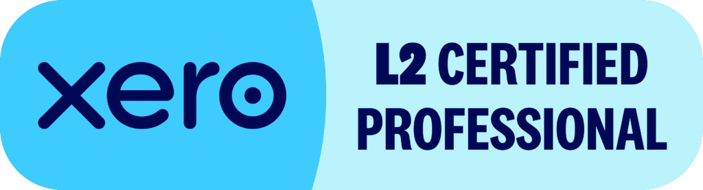 Xero L2 Certified Professional badge with the “xero” logo on the left and the text “L2 Certified Professional” in bold on a light blue background — a mark of excellence for bookkeepers Xero relies on for expert bookkeeping services Melbourne businesses trust. Inner North Bookkeeping