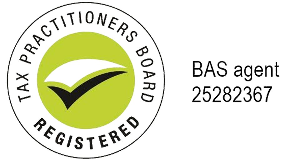 A circular logo with “Tax Practitioners Board Registered” and a black checkmark on a green background. Beside it: “BAS agent 25282367”, representing trusted bookkeeping services Melbourne businesses rely on. Inner North Bookkeeping
